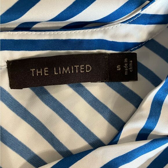 Blue & White Striped Sleeveless Blouse Sz Small The Limited - Picture 8 of 10